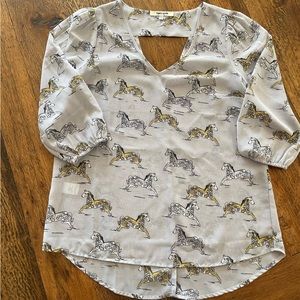 Sheer top, looks amazing with a tank and jeans.